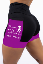 Short Preto/Roxo Batimento Corredora+ Nome