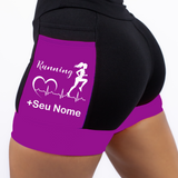 Short Preto/Roxo Batimento Corredora+ Nome