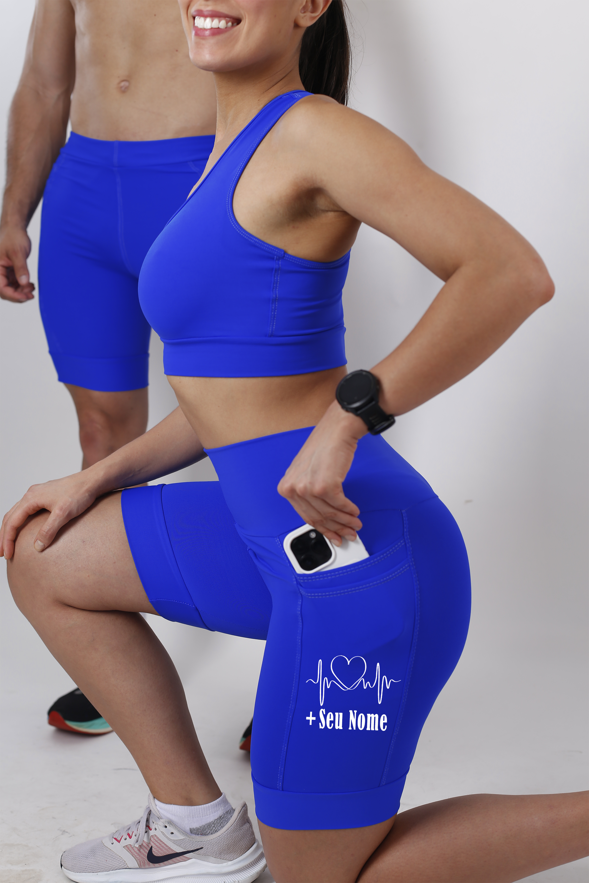 Bermuda Fem Azul Coração Batimentos