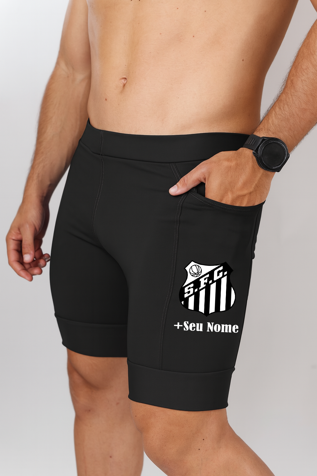 Bermuda Masc Preta Santos + Nome