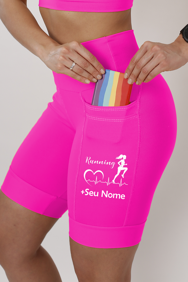 Bermuda Feminina Rosa Batimento Corredora + Nome