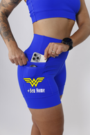 Shorts Azul Simbolo Mulher Maravilha