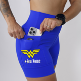 Shorts Azul Simbolo Mulher Maravilha