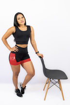 Shorts Feminina Preto/Vermelho Corredora Batimentos ( Pronta Entrega)