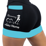 Short Batimentos Corredora+ Nome (Preto/Azul Turquesa)