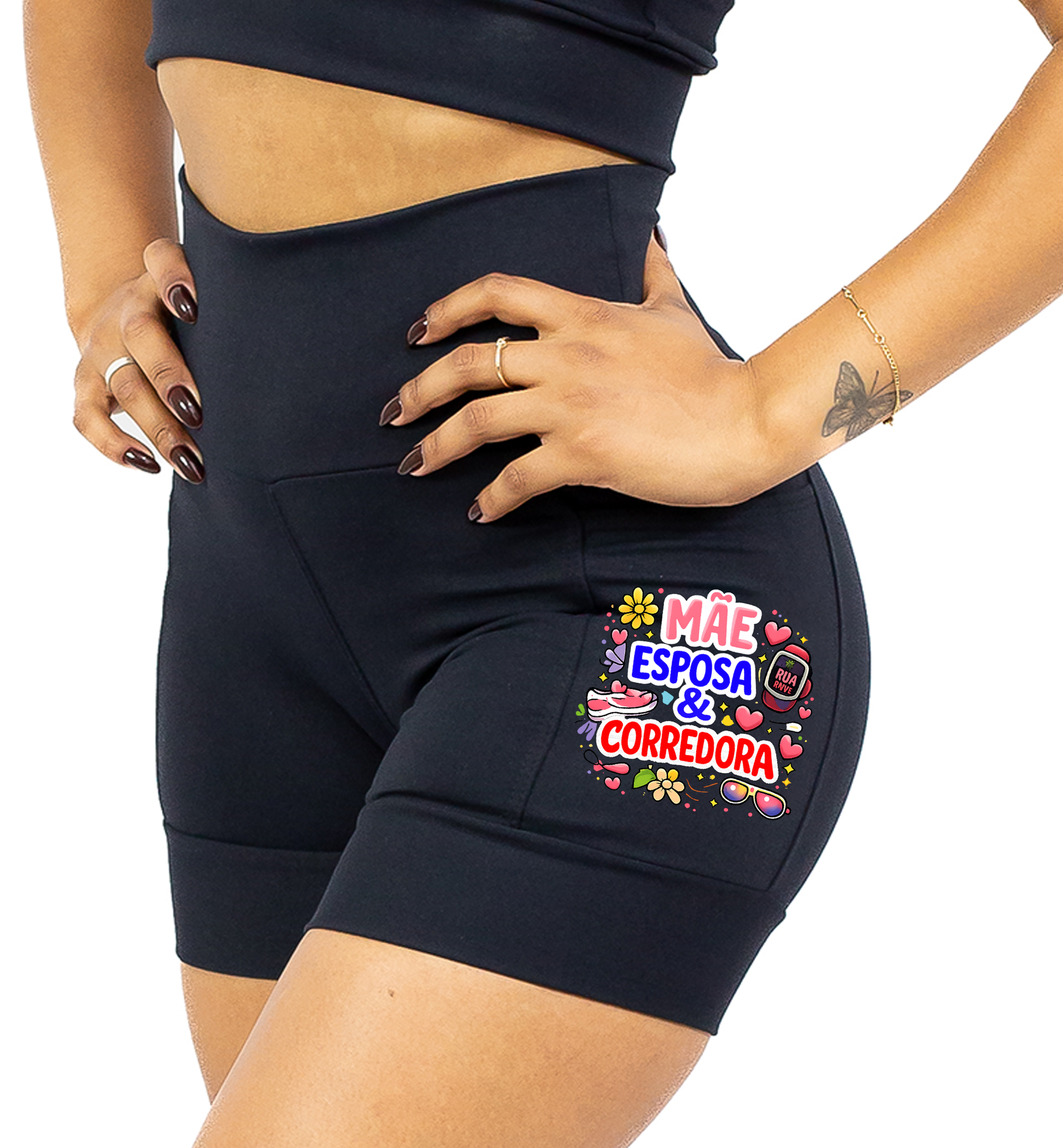 Short Preto Mae Esposa Corredora