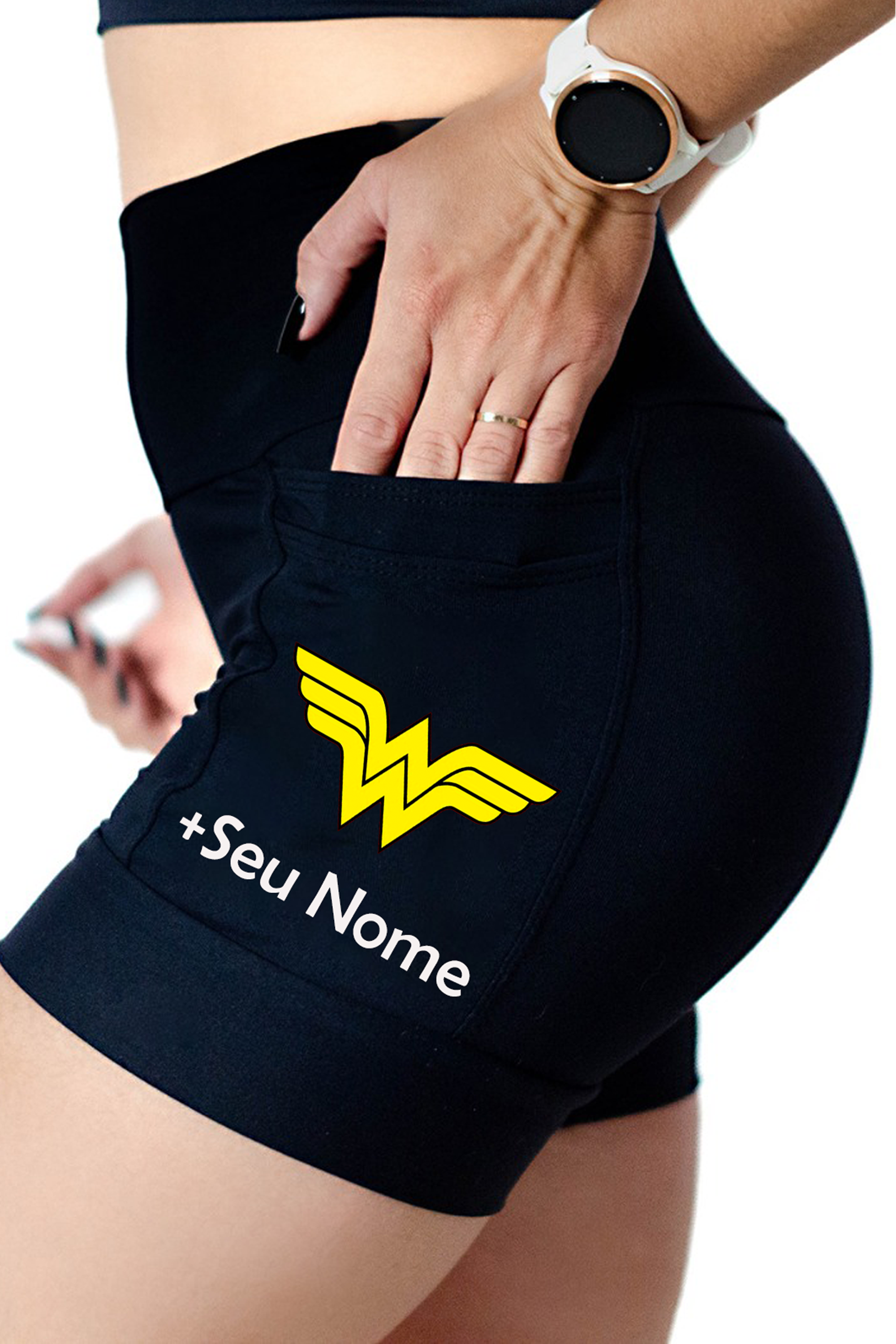 Shorts Mulher Maravilha Preto