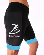 Bermuda Masculina Preto/Azul Turquesa+Seu nome