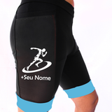 Bermuda Masculina Preto/Azul Turquesa+Seu nome