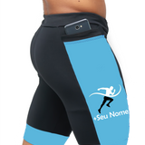 Bermuda Masculina Preto/Azul Turquesa Corredor +Seu nome