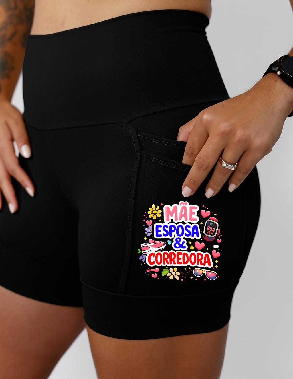 Short Preto Mae Esposa Corredora