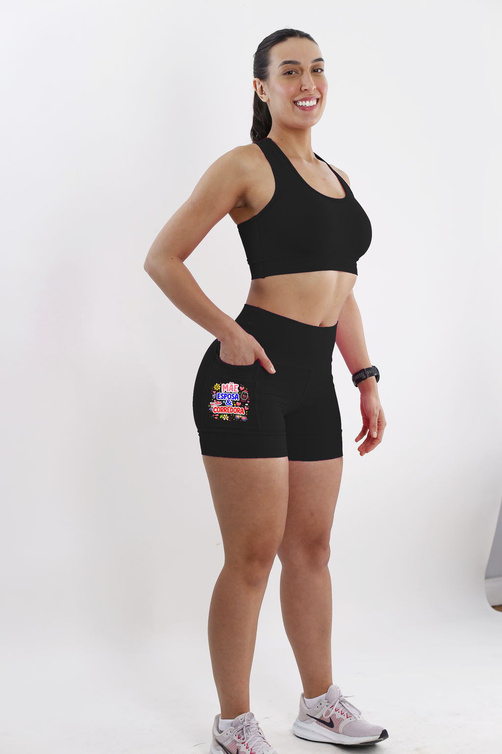 Short Preto Mae Esposa Corredora