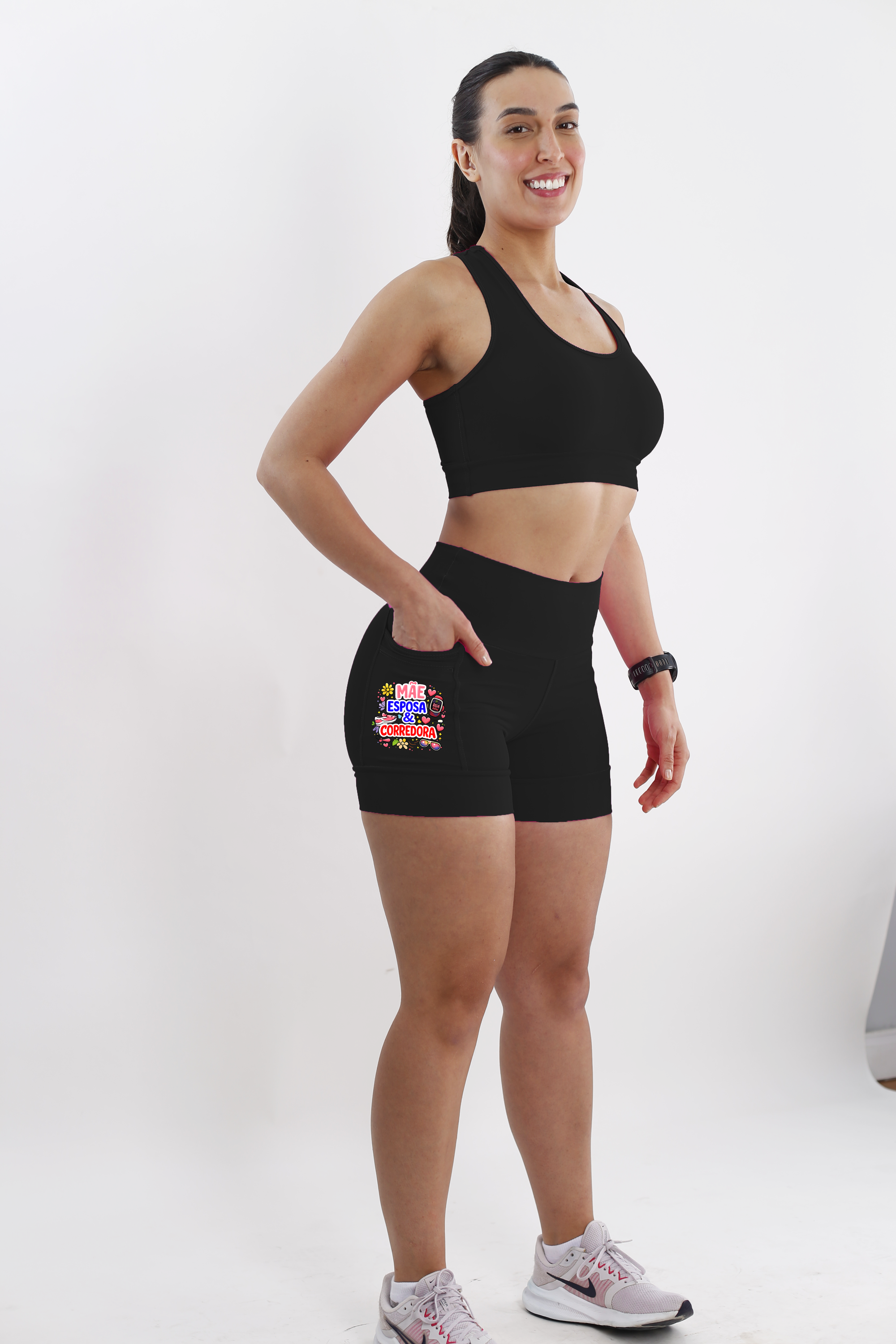 Short Preto Mae Esposa Corredora