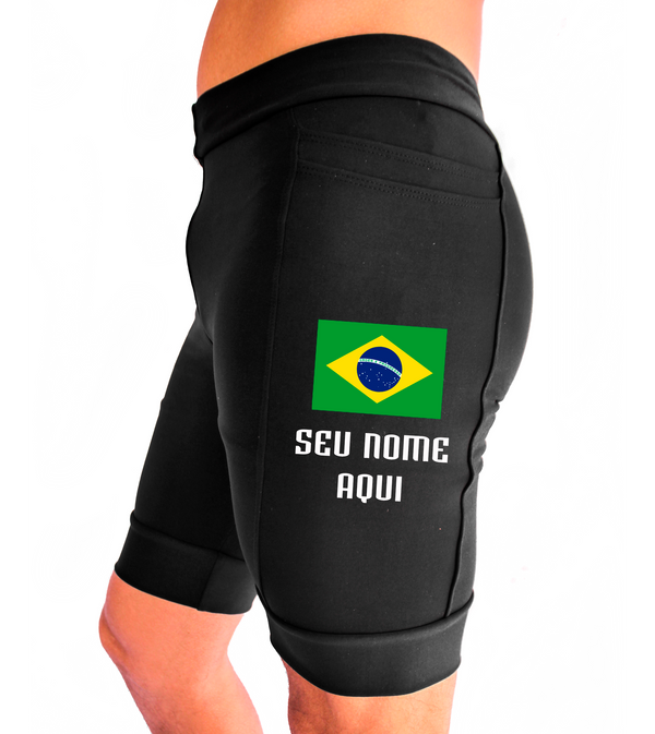 Bermuda Masculina Seu nome+Bandeira Brasil