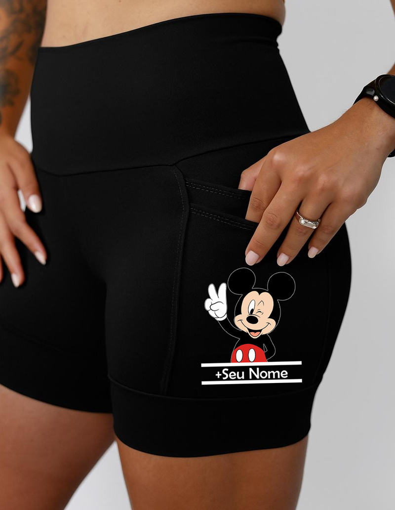Short Preto Mickey + Seu Nome