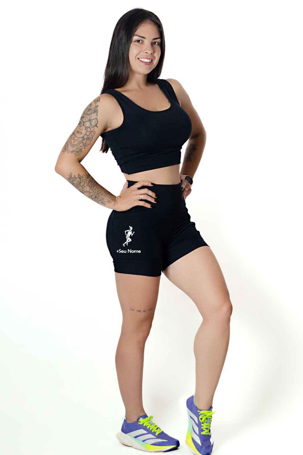 Shorts seu Nome + Corredora (Preto)
