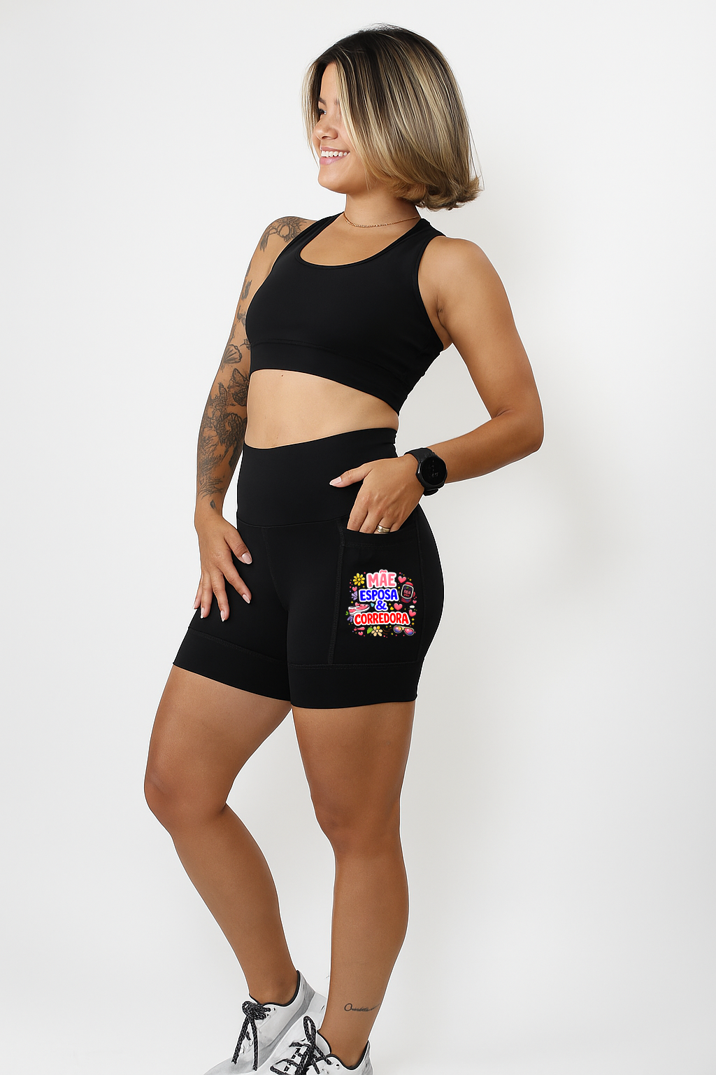 Short Preto Mae Esposa Corredora