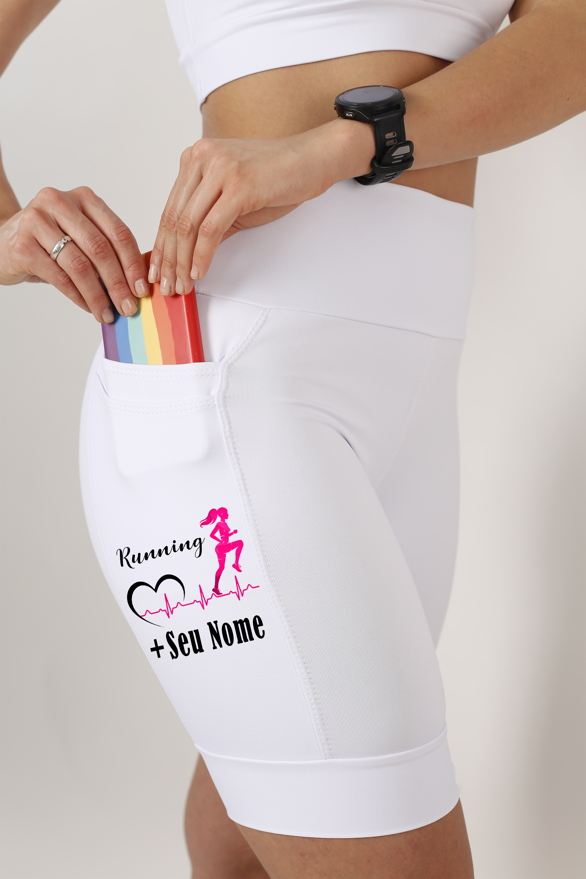 Bermuda Fem Branca Batimento Corredora