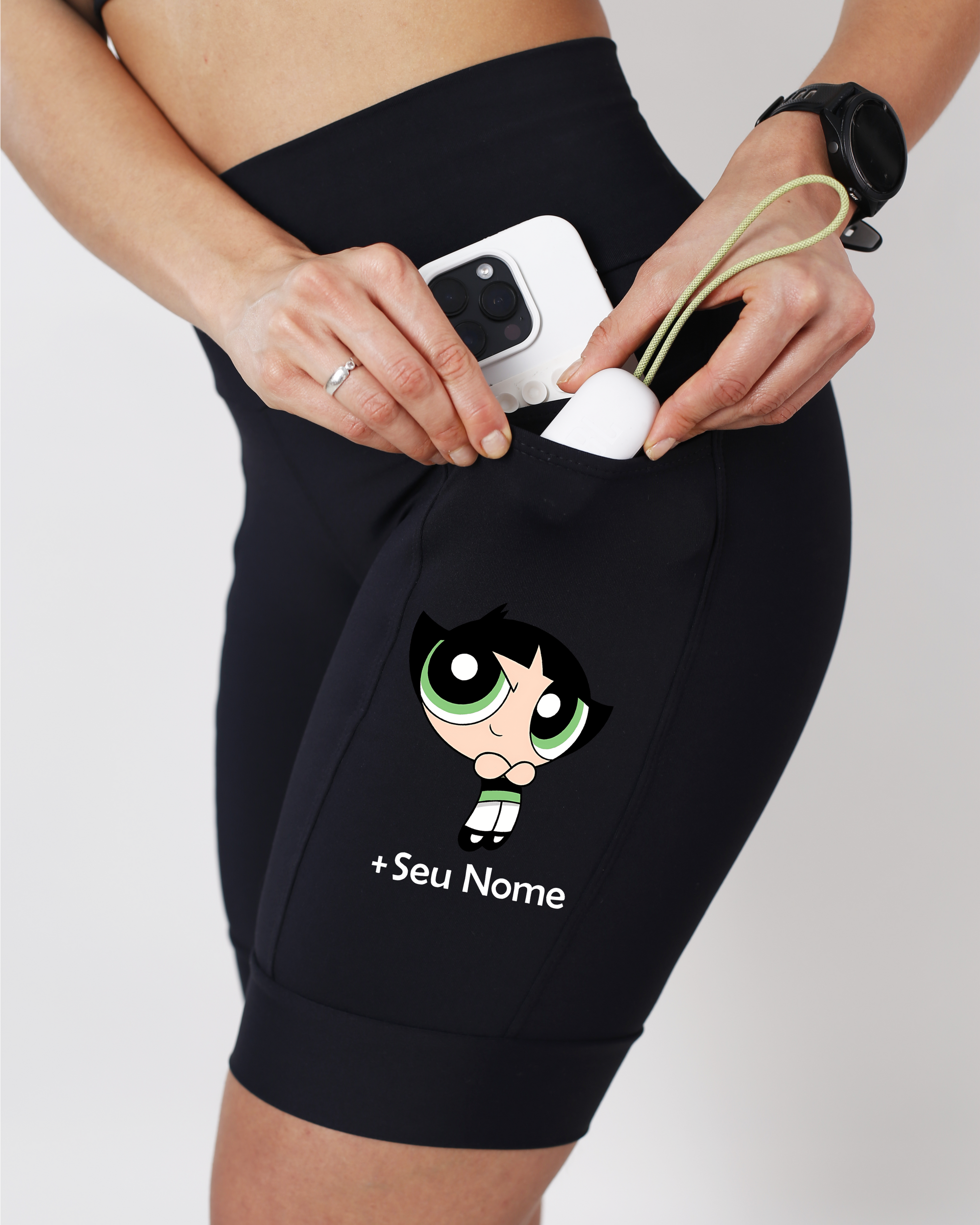 Bermuda Preta Fem Super Poderosa Verde