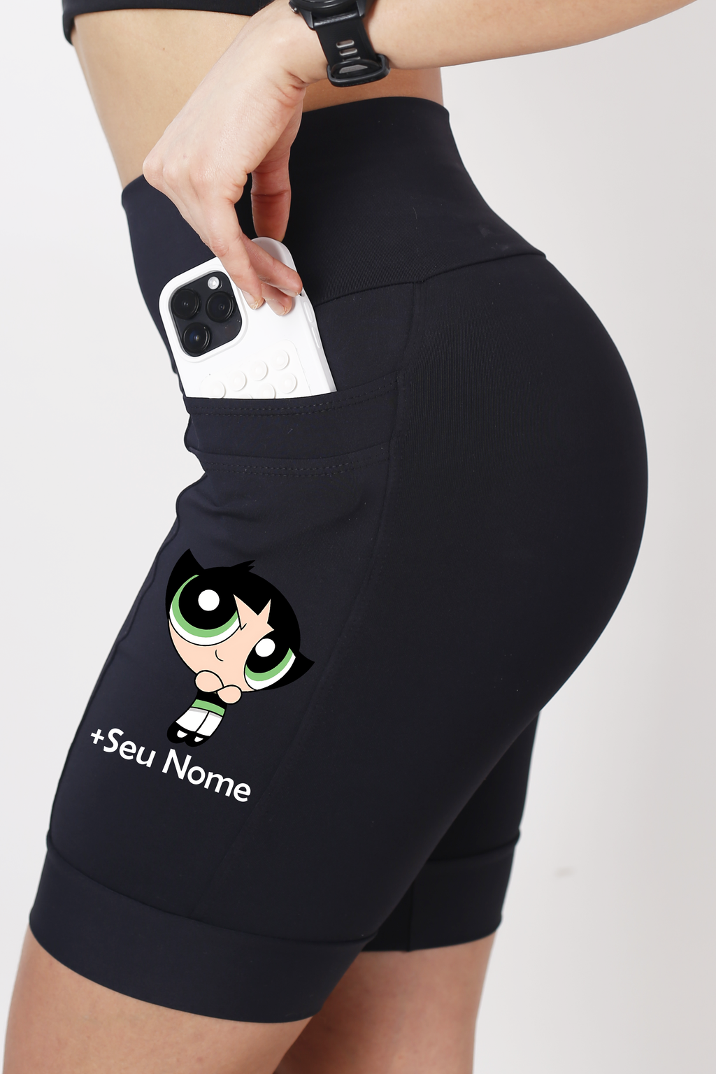 Bermuda Preta Fem Super Poderosa Verde