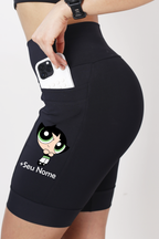 Bermuda Preta Fem Super Poderosa Verde