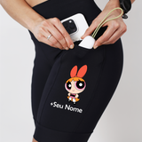 Bermuda Preta Fem Super Poderosa Rosa