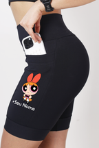 Bermuda Preta Fem Super Poderosa Rosa