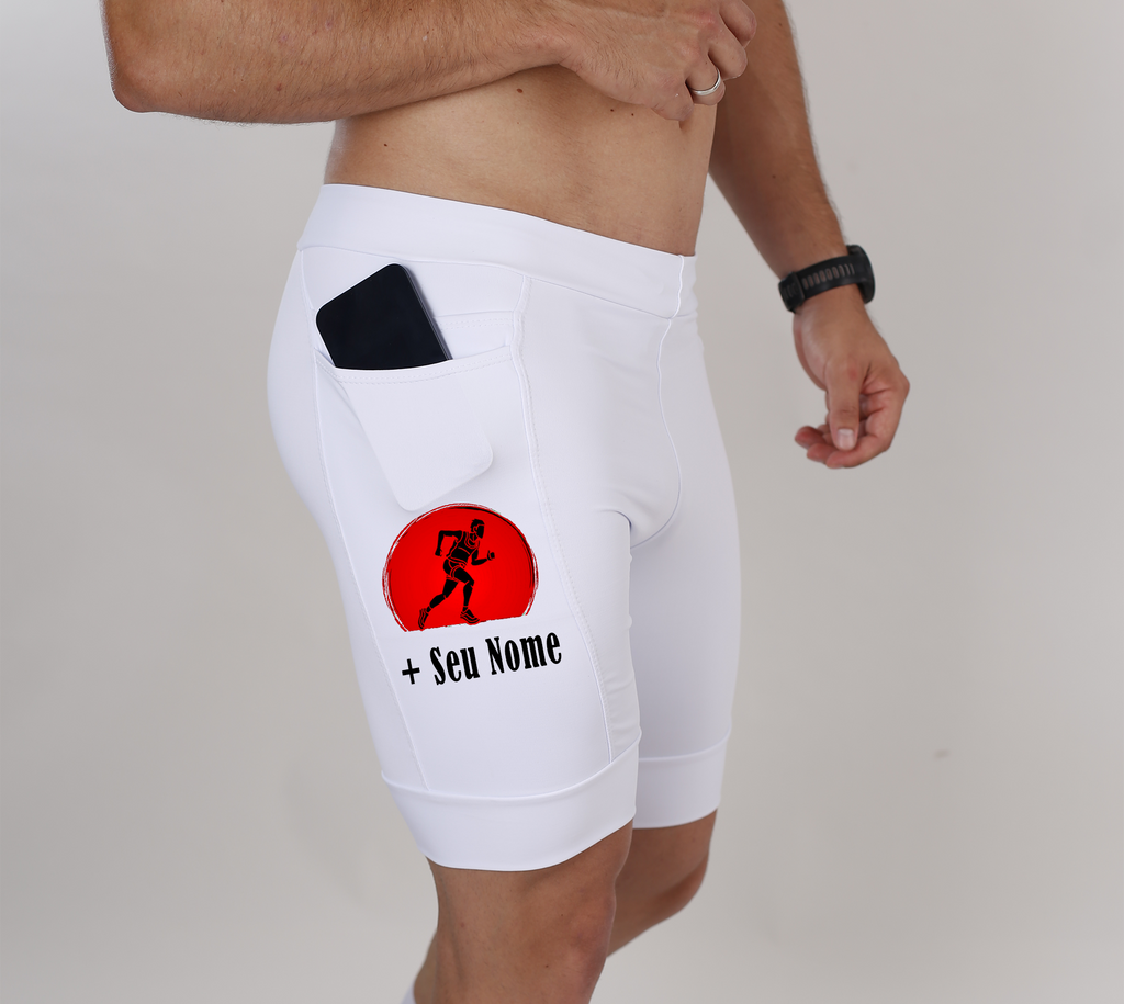 Bermuda Masc Branco Corredor Vermelho