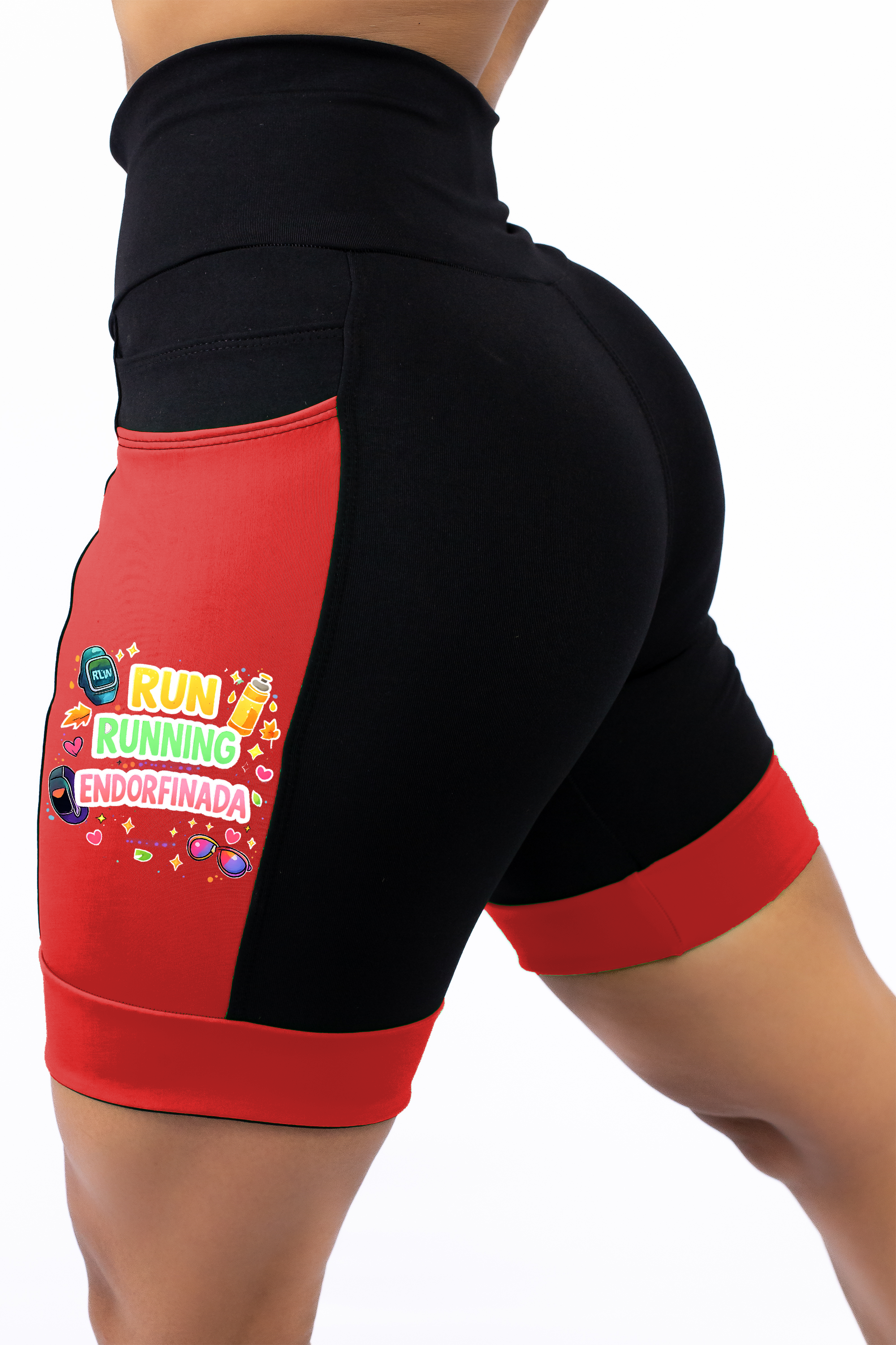 Bermuda Preto/Vermelho Run Running Endorfina