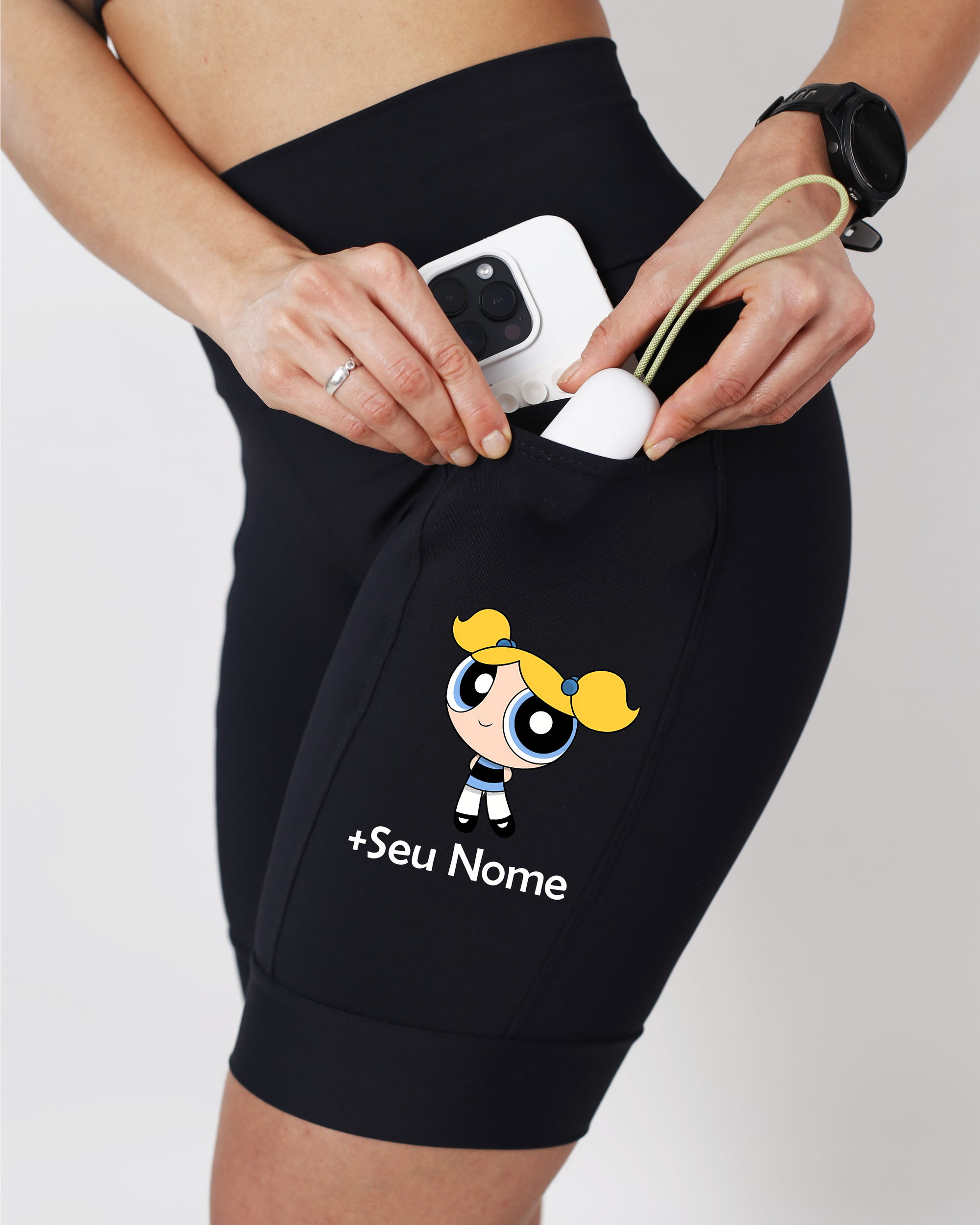 Bermuda Preta Fem Super Poderosa Azul