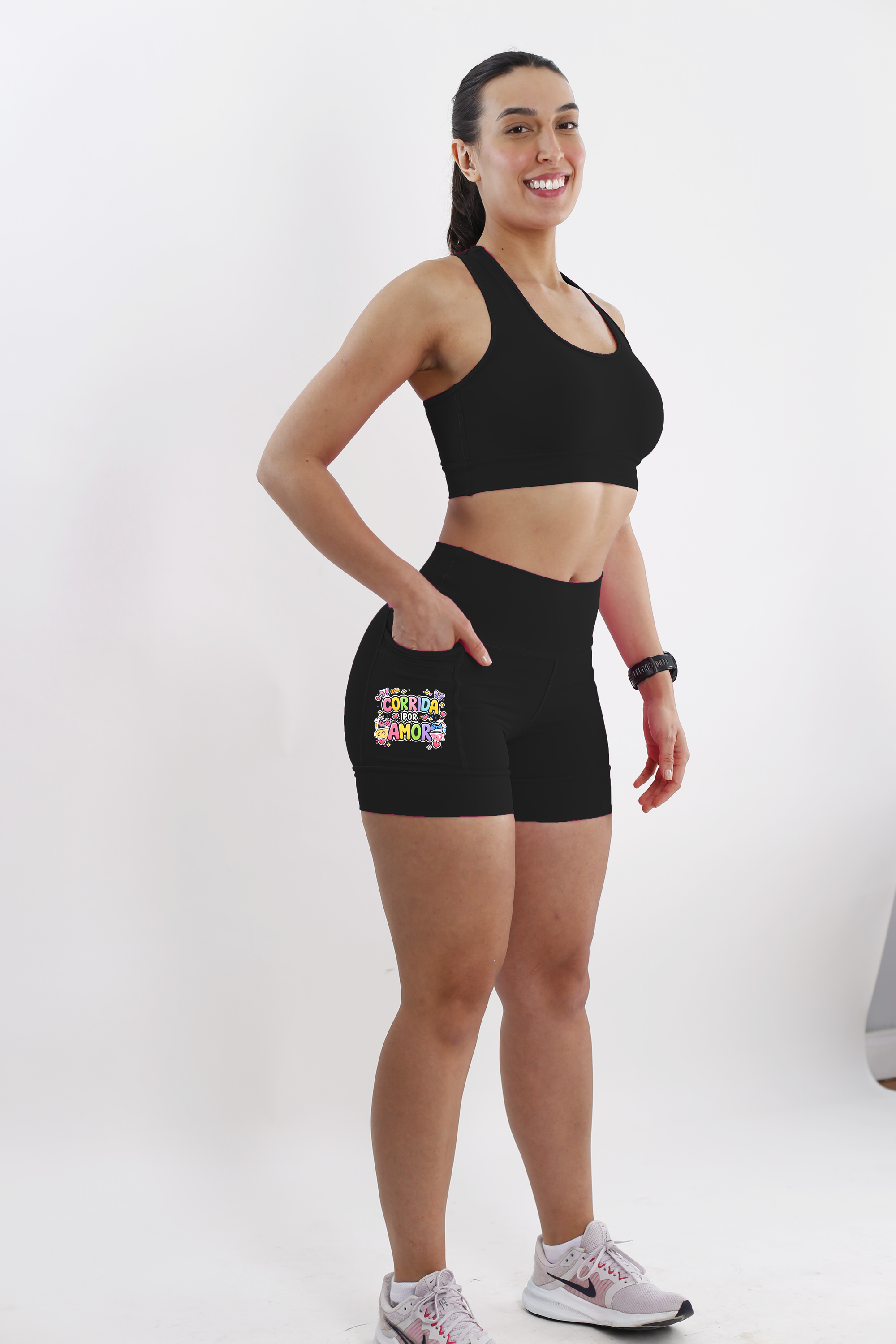 Short Preto Corrida Por Amor