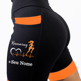 Bermuda Corredora Estilizada + Seu nome (Preto/Laranja)