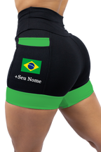 Short Personalizado Bandeira+ Nome (Preto/Verde)