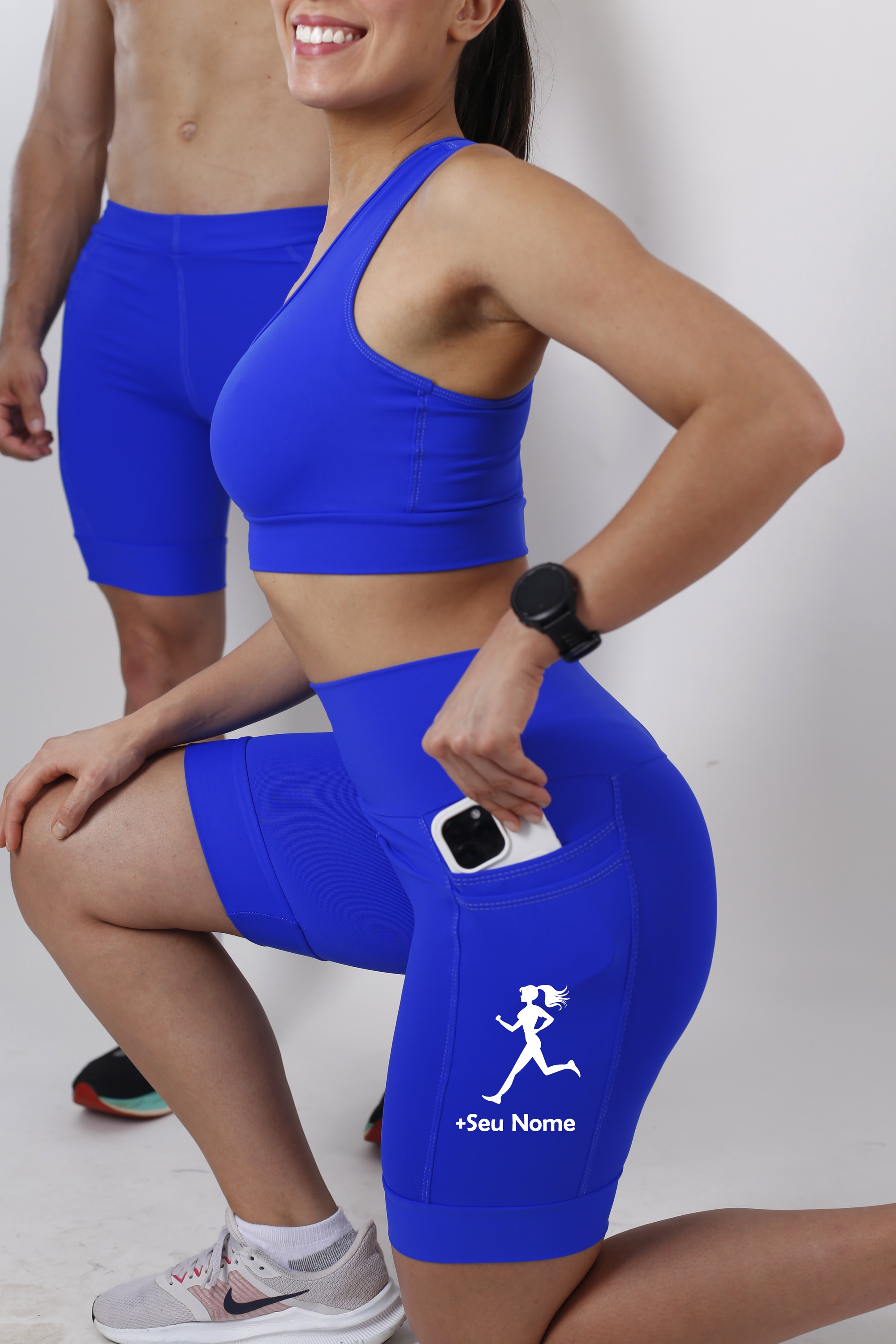 Bermuda Feminina Azul Corredora + Nome