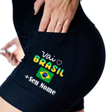 Shorts Preto Vai Brasil + Nome