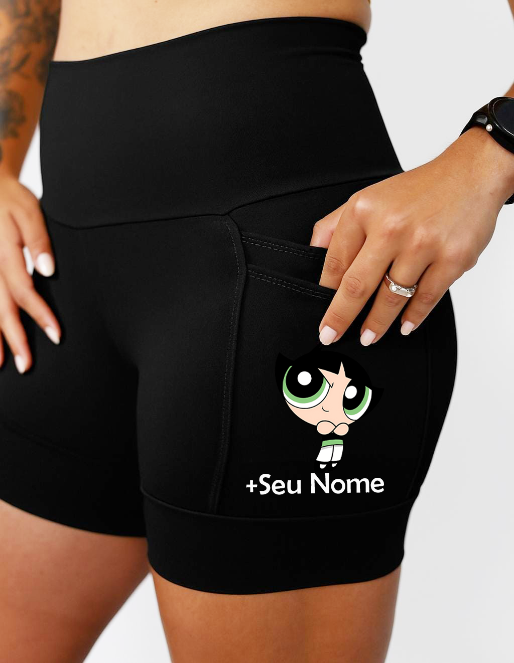 Short Preto Feminino Super Poderosa Verde