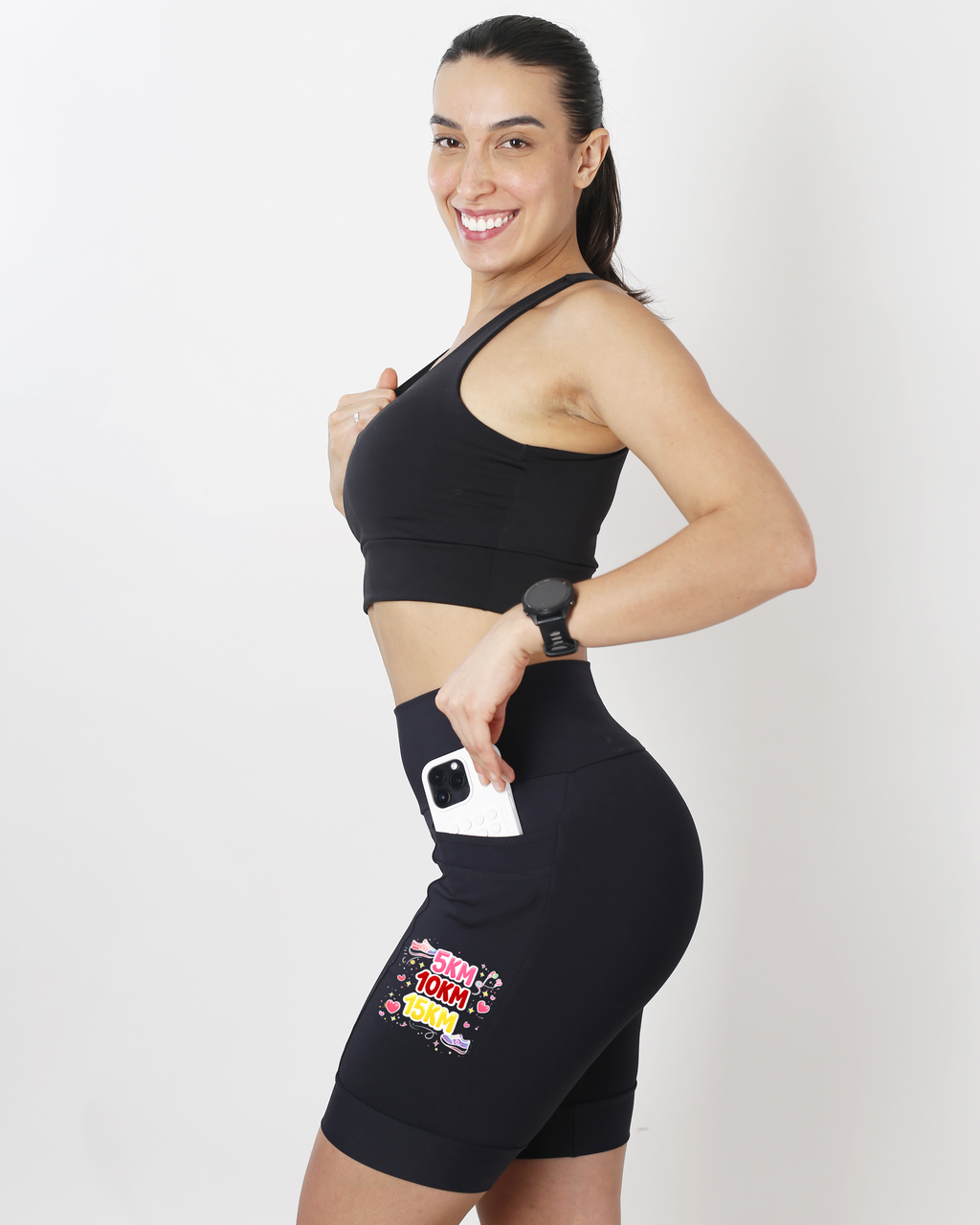 Bermuda Feminina Preta 5,10,15 KM