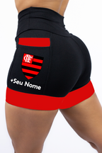Shorts Preto/Vermelho Flamengo + Nome