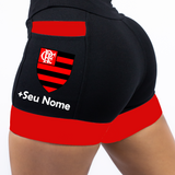 Shorts Preto/Vermelho Flamengo + Nome