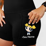 Short Preto Feminino Super Poderosa Azul