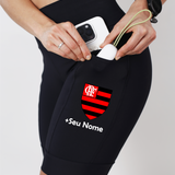 Bermuda Feminina Preta Flamengo +Seu nome
