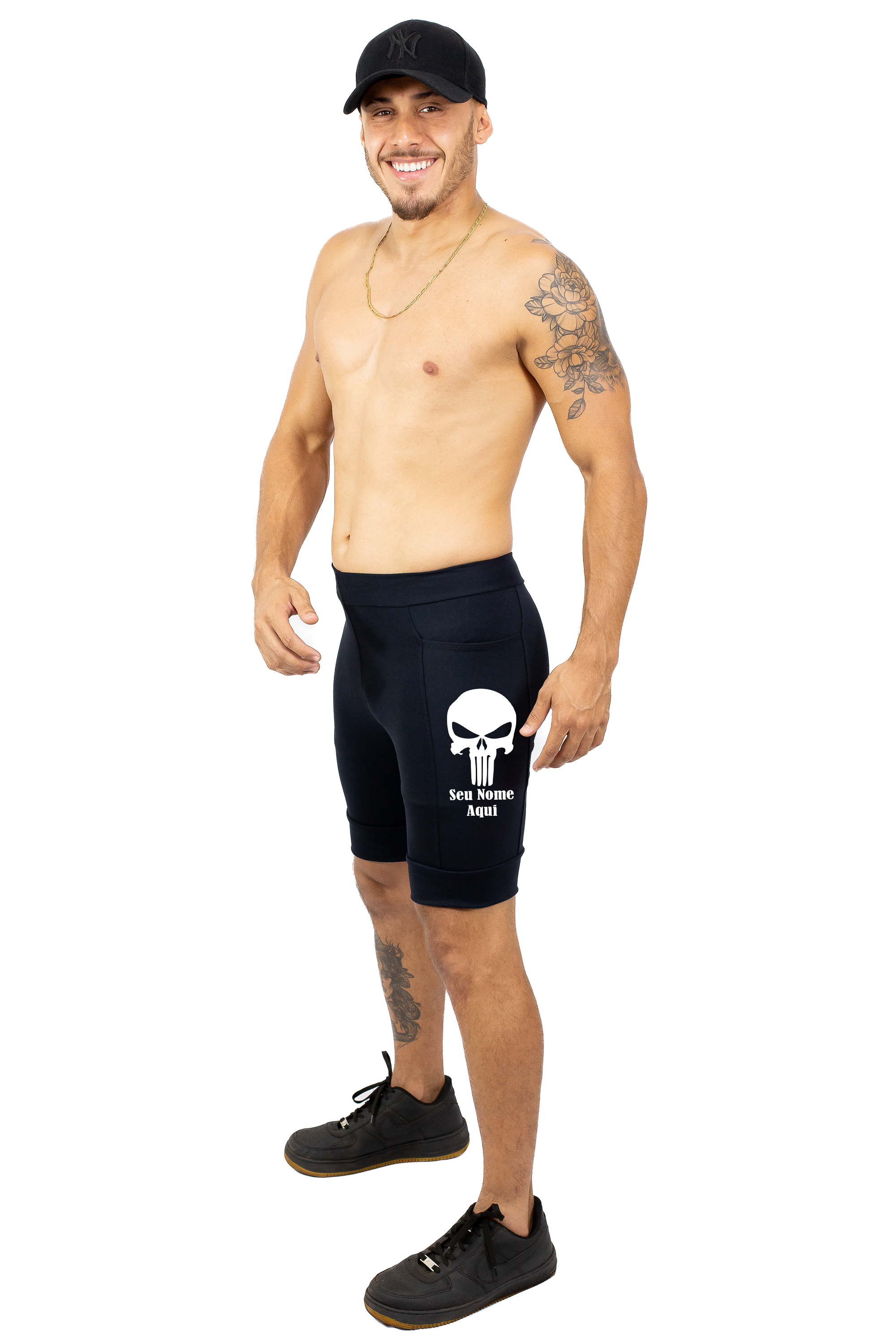Bermuda Masculina nome+Caveira Justiceiro