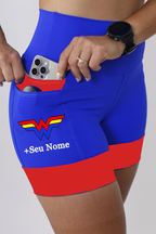 Shorts Mulher Maravilha Azul e Vermelho + Nome