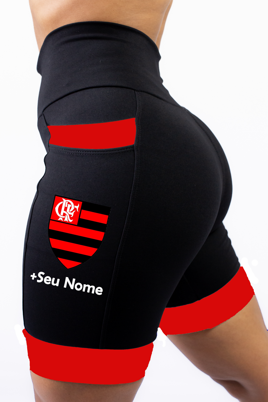 Bermuda Feminina Preta/Vermelho Flamengo +Seu nome