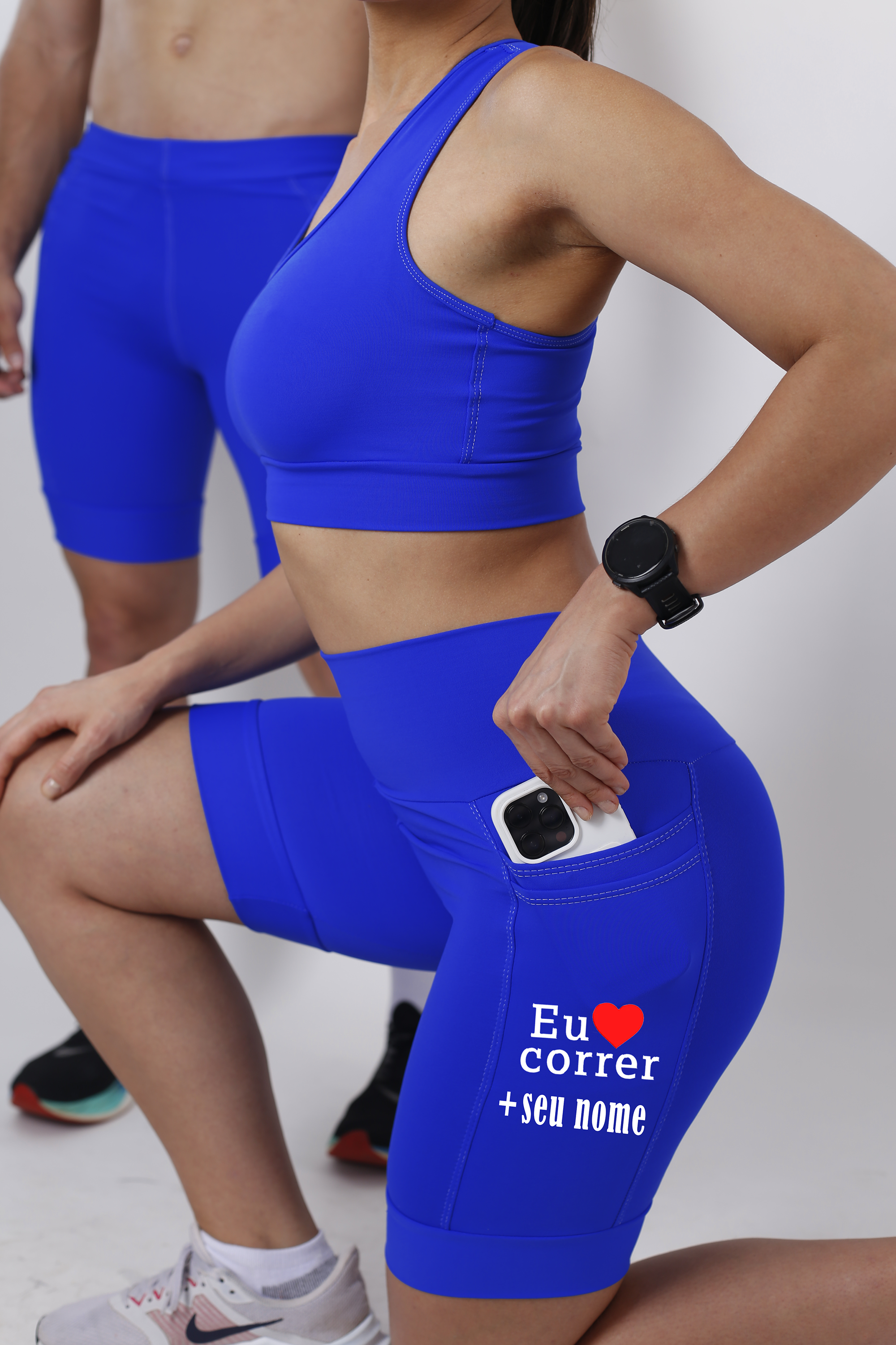 Bermuda Fem Azul Eu Amo Correr