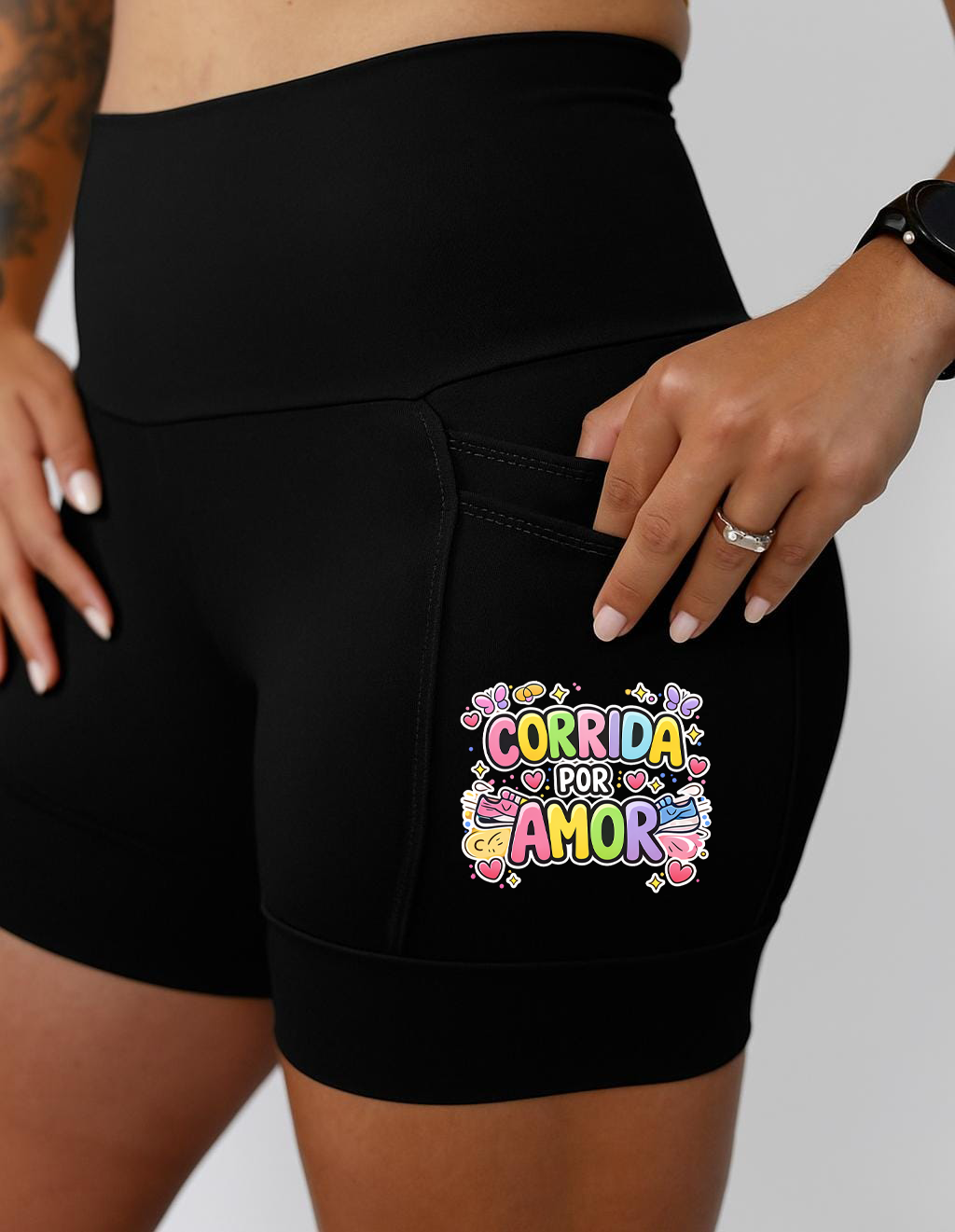 Short Preto Corrida Por Amor