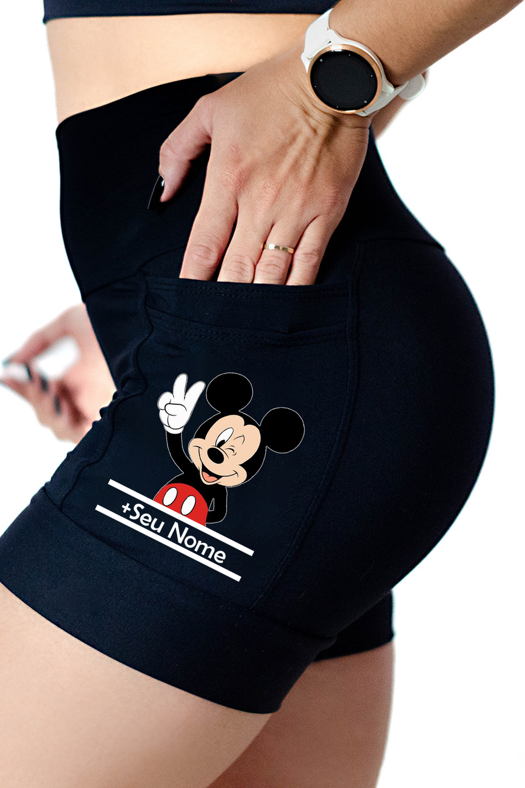 Short Preto Mickey + Seu Nome