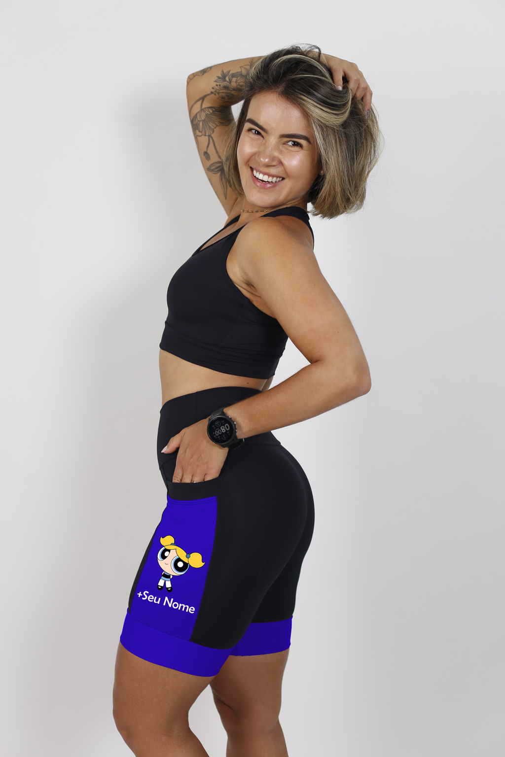 Bermuda  Super Poderosa Preta/Azul