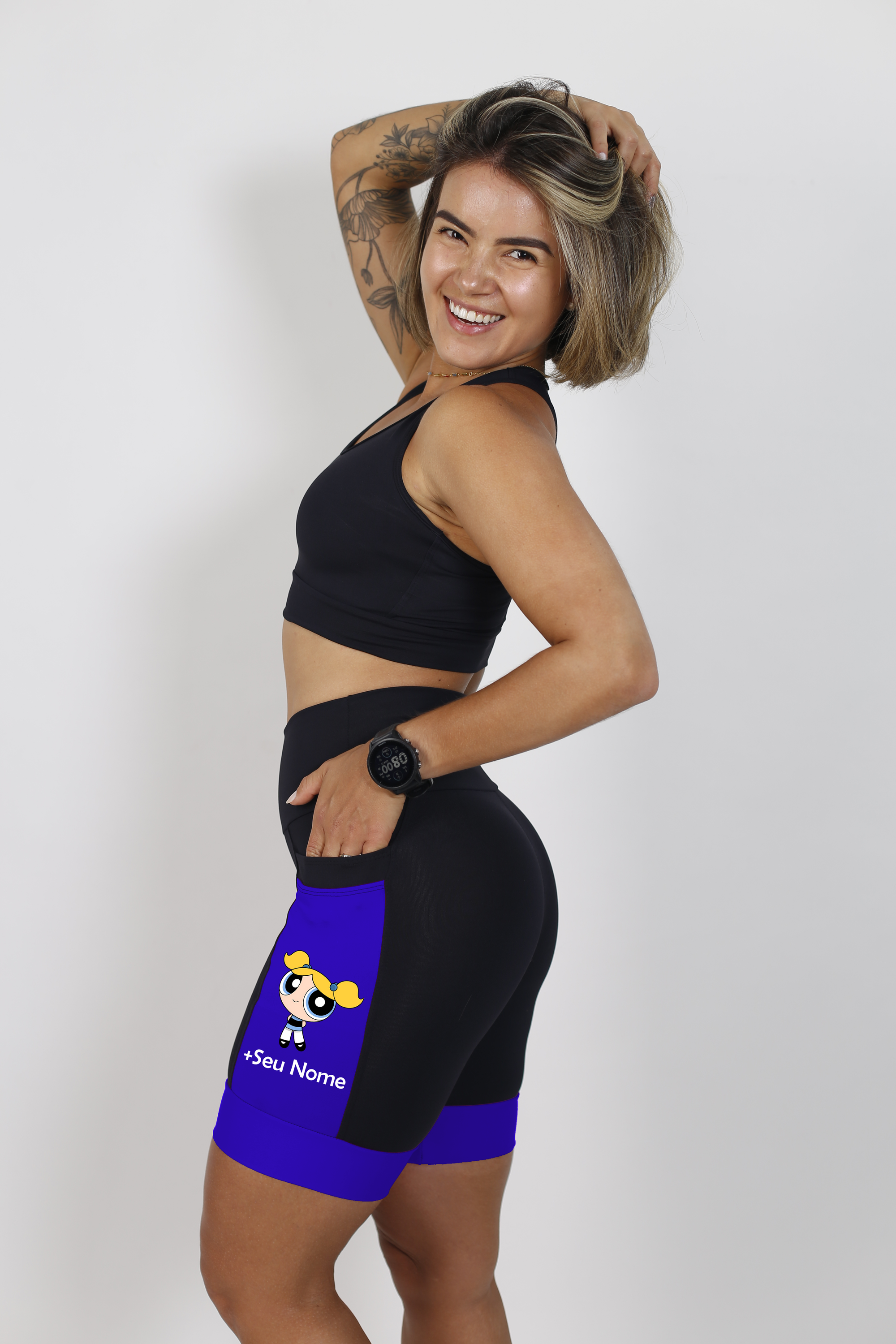 Bermuda  Super Poderosa Preta/Azul