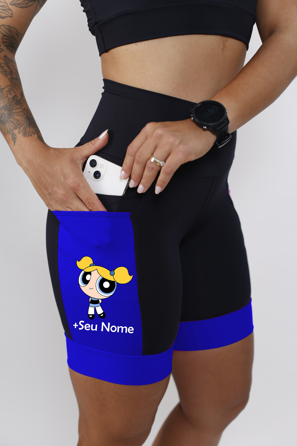 Bermuda  Super Poderosa Preta/Azul